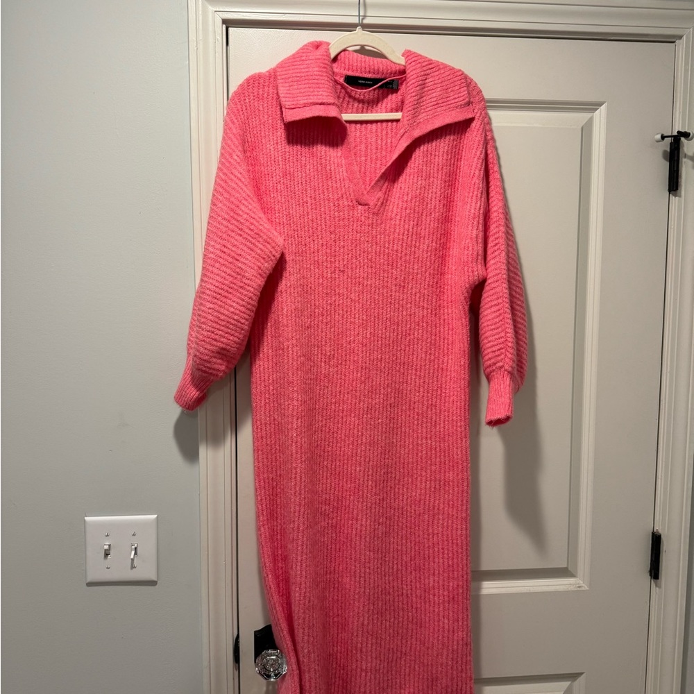 Hot pink sweater dress